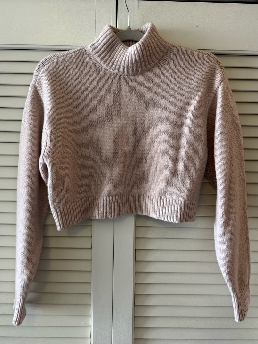 Sunday Best Cropped Turtleneck Sweater in Light Pink
